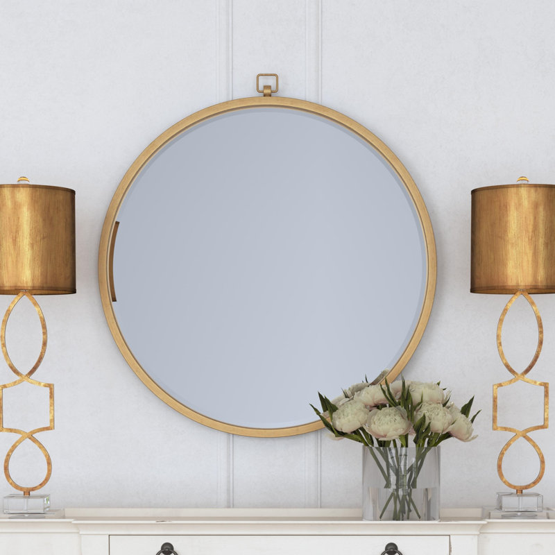 Kareem Metal Flat Wall Mirror, Gold