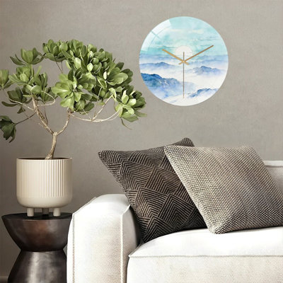 Horloge murale 12 po ronde en verre trempé avec mouvement à quartz silencieux