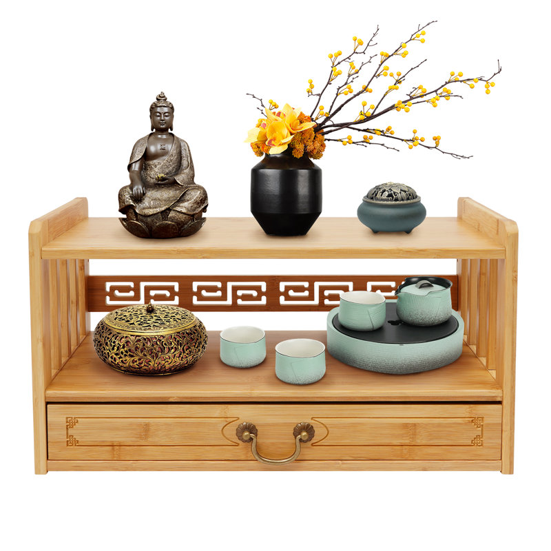 Desktop Organizer Altar Table With Drawer, Wood