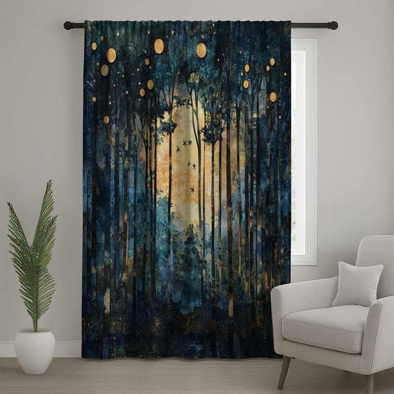 Abstract Forest Moonlight Window Curtains, Forest Sheer & Blockout Curtains - 1 Panel, 50 po x 92 po - 1 panneau, Blockout