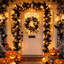  Guirlande de lumières décoratives d'Halloween avec lumières et feuilles d'érable noires-875191637