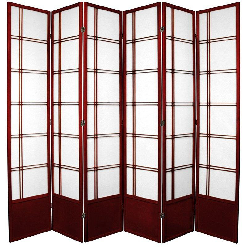 Cloison pliante Keitez, 6 panneaux, Bois de rose