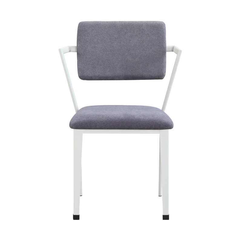 Cargo Gray Fabric & White Finish Office Chair, White