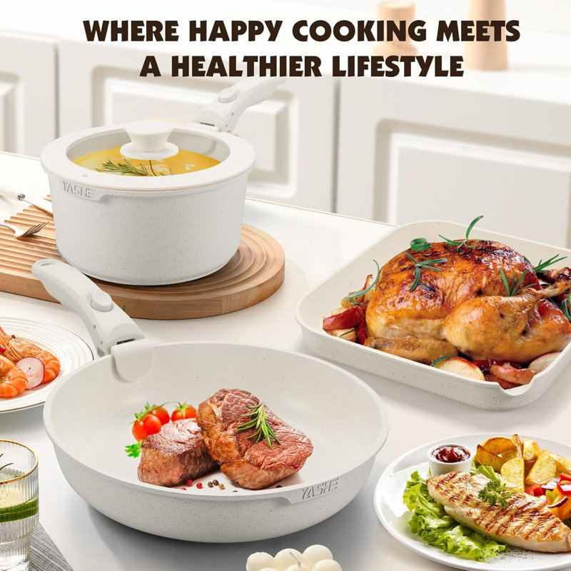 21 - Piece Aluminum Cookware Set, White