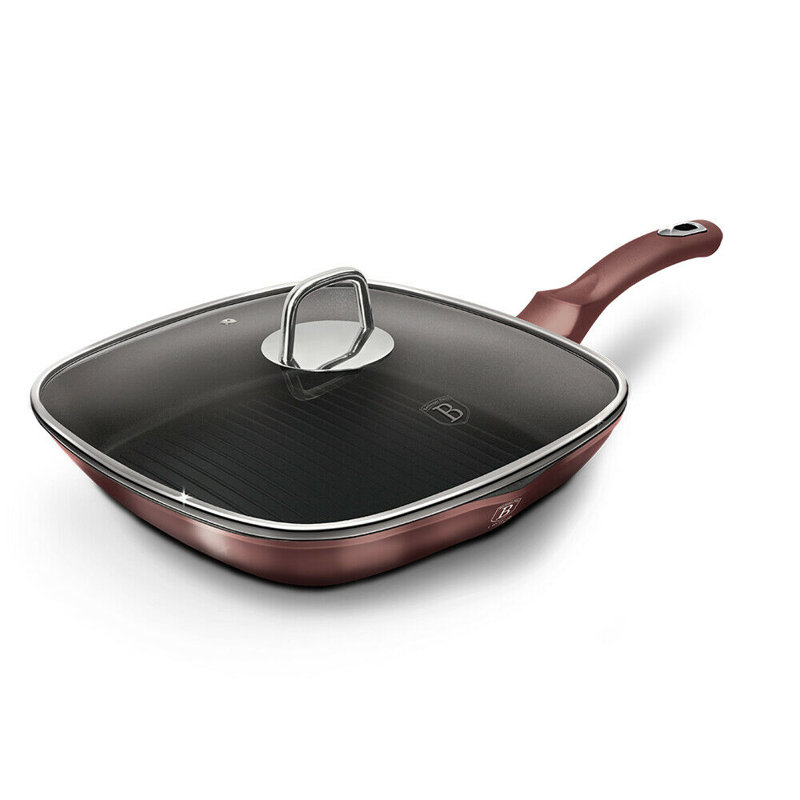 28cm Non-Stick Aluminium Grill Pan / Griddle Set, Rose Gold, 28cm