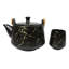 Ensemble de théière en porcelaine 22 oz et 2 tasses à thé avec plateau en bambou Black Marve-133680817