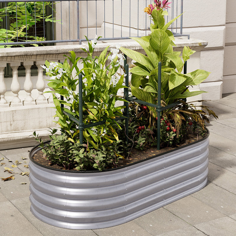 Metal Raised Garden Bed, 42cm H x 160cm W x 80cm D, Green