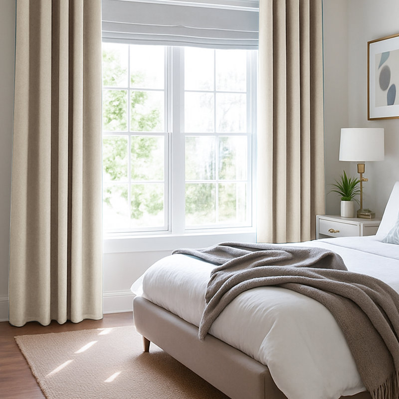 Ipswich Blackout Thermal Grommet Curtain Panels, 52" W x 84" L, Flaxen