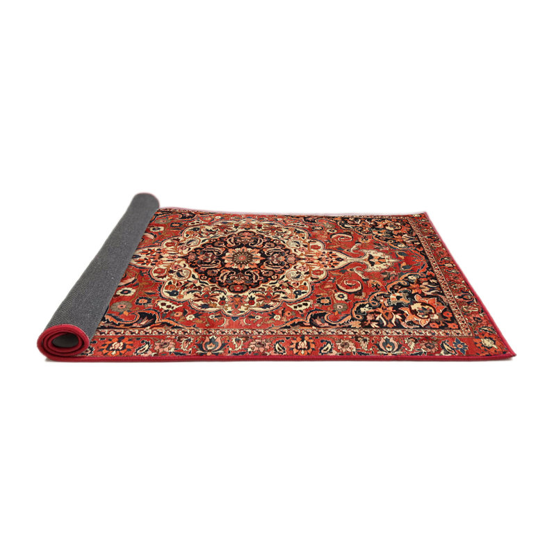 Tapis oriental en laine rouge Nevin, Rond 7 pi