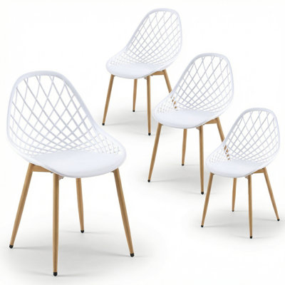 Dining Chair Plastic Seat with Sturdy Metal Legs