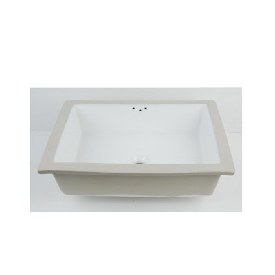Lavabo de salle de bain rectangulaire encastré en porcelaine vitreuse avec trop-plein