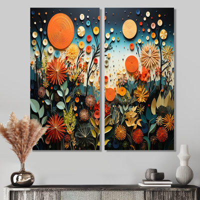 «Orange Mid Century Natures Harmony III», art mural orange