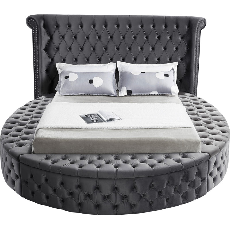 Dorgan Upholstered Wingback Bed, Full, Grey Velvet