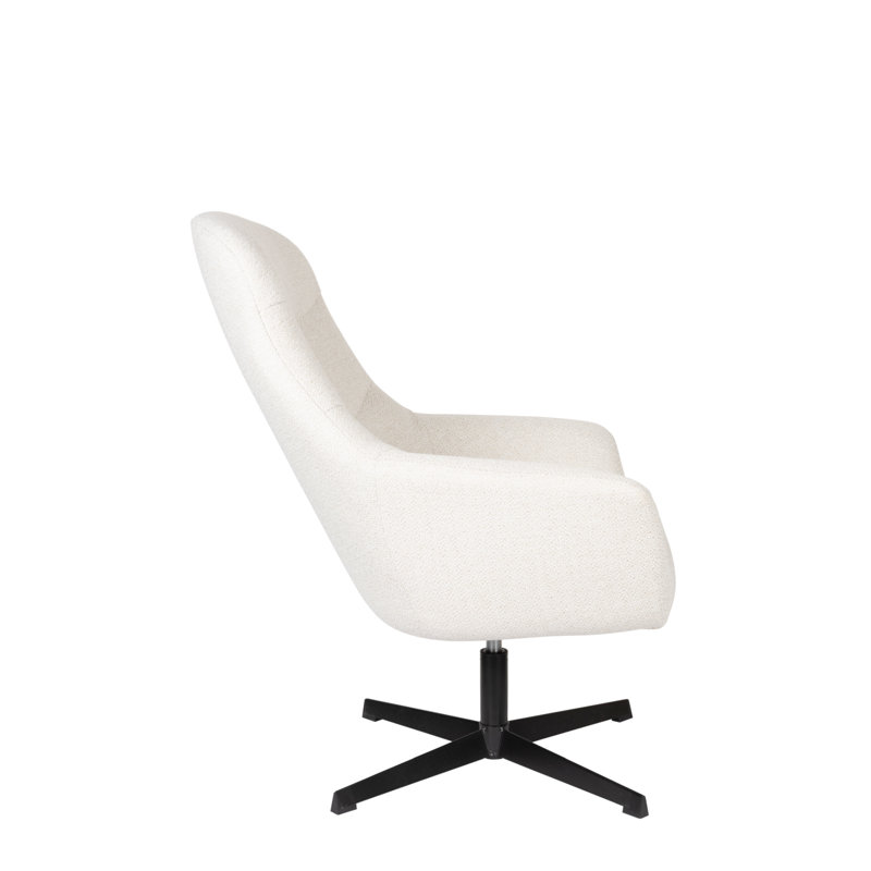 Yuki Swivel Lounge Chair, White Polyester
