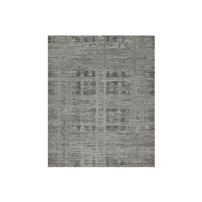 Tapis oriental rectangulaire gris en laine noué à la main 8 pi 1 po x 9 pi 11 po - MOA10291283