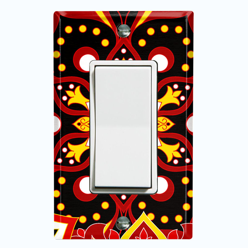 Plaque murale berçante rouge rouge et noire Mandala