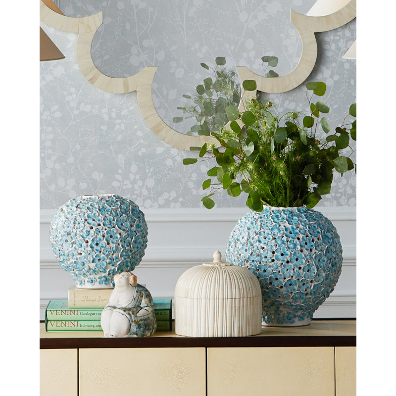 Daisy Blue Ceramic Table Vase, Large