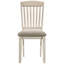 2 chaises d'appoint brun clair et crème - Design traditionnel pour les repas avec rembourrage en mousse et dossier en lattes de bois dans la teinte 2 - Siège rembourré rustique