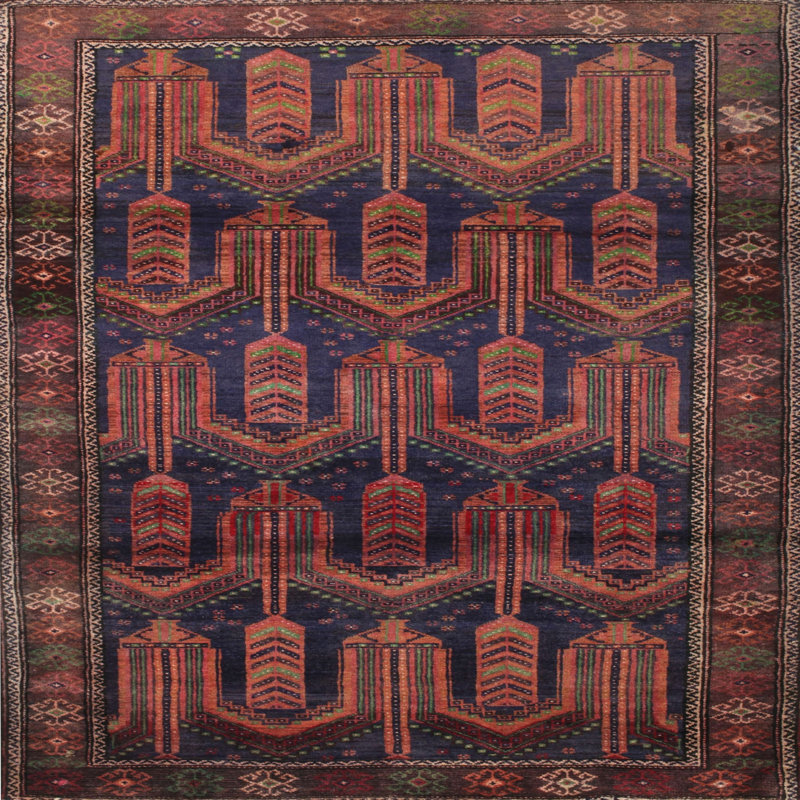 Tapis traditionnel violet / orange / brun, Rond 5 pi