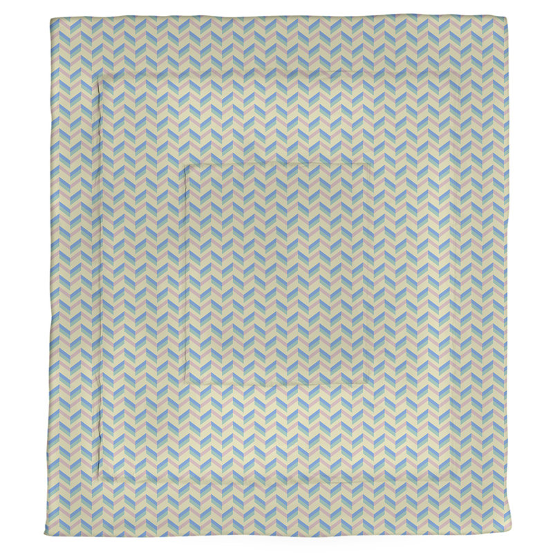Patricia Geoffrey Polyester Comforter, Queen Comforter, Yellow Pastel Chevron