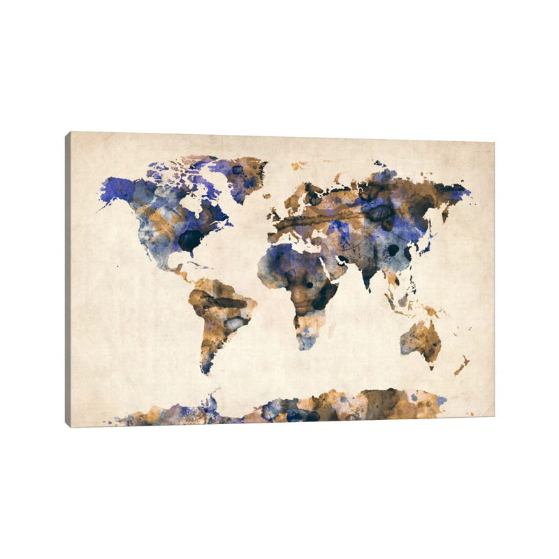 Urban World Map V by Michael Tompsett - Painting on Canvas, 66.04 cm H x 45.72 cm W x 1.91 cm D, Wrapped Canvas