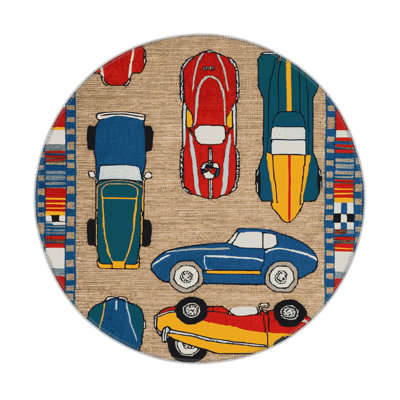 Transportation Beige Indoor and Outdoor Area Rug
