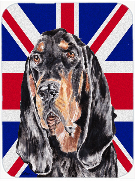 Coonhound à trésors avec panneau de coupe en verre à drapeau anglais britannique caroline Union Jack
