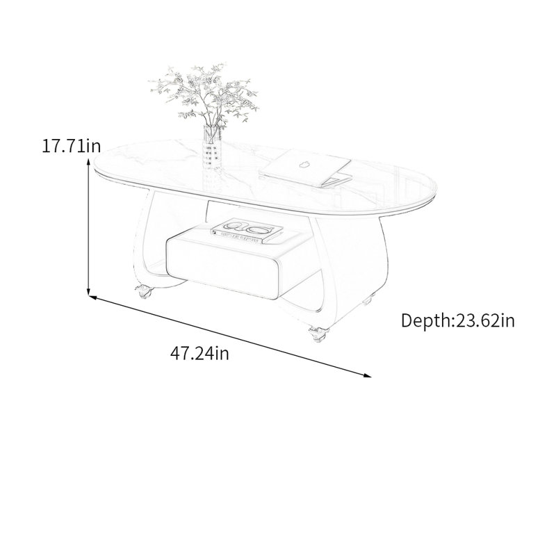 Cloninger, Blanc / Gris, Blanc/Noir, H 17,71 po x L 47,24 po x l 23,62 po