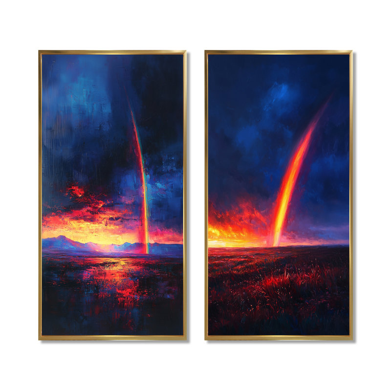 Rainbow After The Storm I - Collection d'art sur toile 2 pièces, H 40 po x l 41 po, Cadre flottant doré
