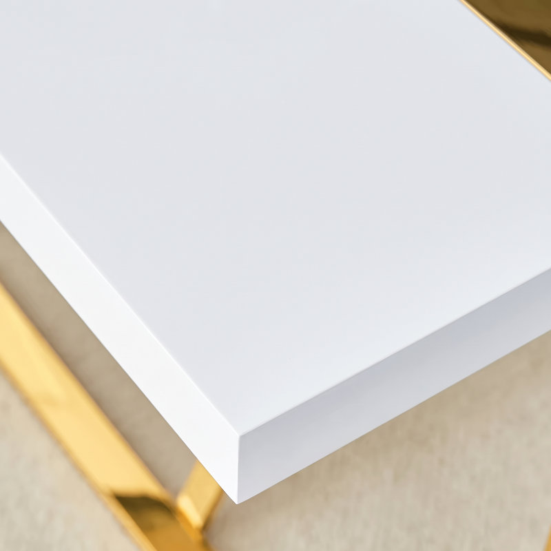 Ensemble de salle à manger 5 pièces rectangulaire moderne avec table haute brillance et chaises en porte-à-faux en similicuir