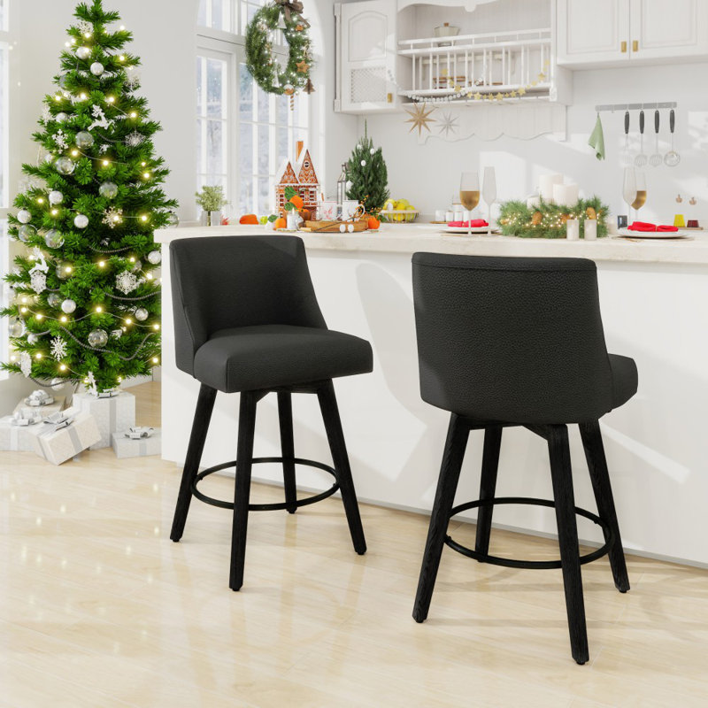 Malakeh Swivel Counter & Bar Stool, Counter Stool (26" Seat Height), Charcoal Black
