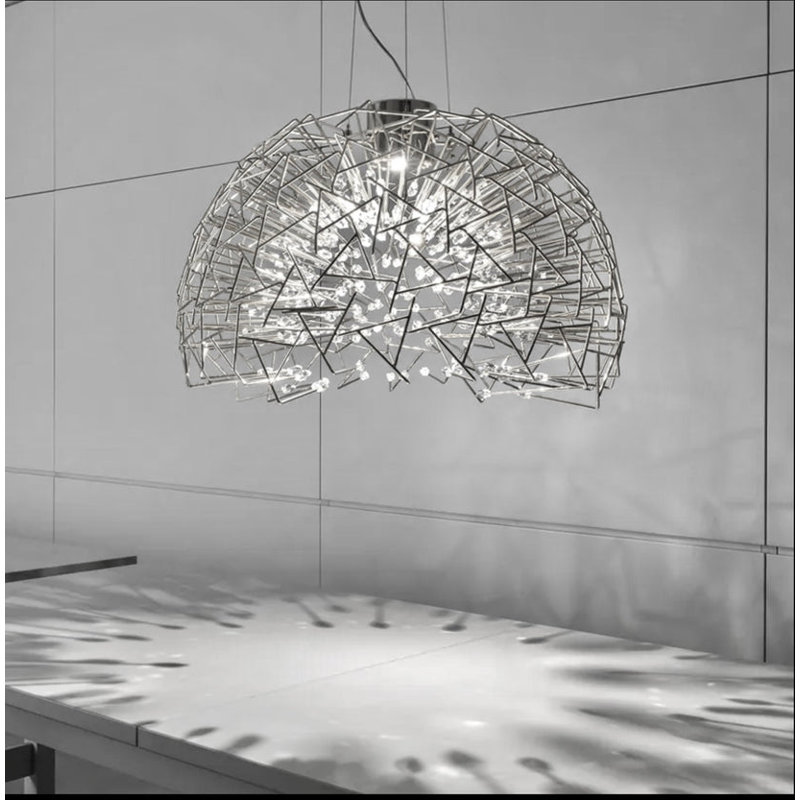  Panthéon moderne en métal et cristal de luxe | Lustre sphérique suspendu à DEL | Conception postmoderne