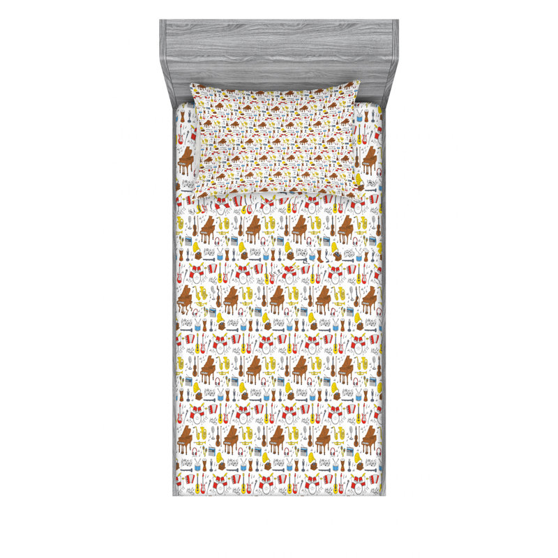 Jazz Microfiber Sheet Set, Twin Sheet Set with Fitted Sheet