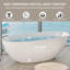 Baignoire de trempage autoportante 65 po x 30 po en résine de pierre avec trop-plein, bonde escamotable, blanc brillant-114394444
