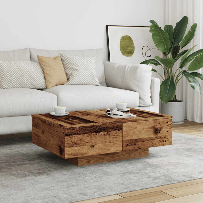 Godfred Pedestal Coffee Table, 90 x 90 x 28 cm (L x W x H), Old Wood