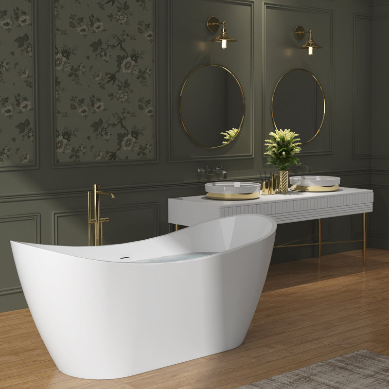 Baignoire de trempage autoportante en fibre de verre 67 po x 28 po