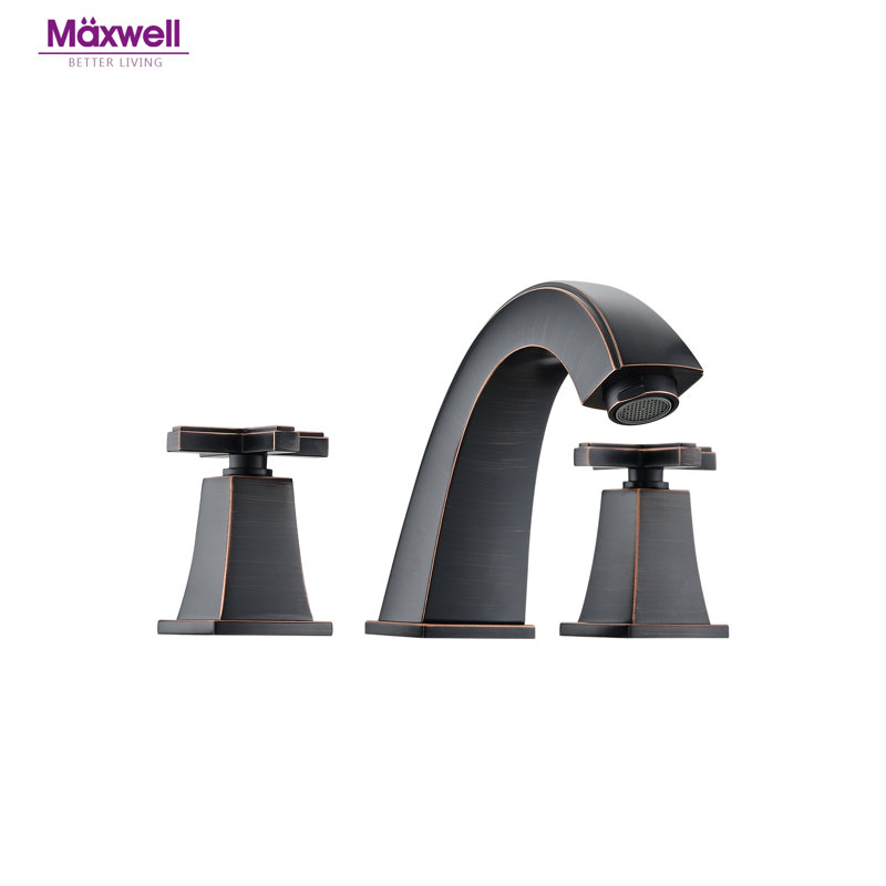 Robinet de salle de bain à large entraxe, Bronze huilé