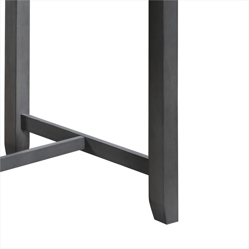 Table de salle à manger à hauteur de comptoir pour petits espaces, panneau de fibres à densité moyenne gris froid, carré de 36 pouces avec ports USB et 3 tablettes, 2 à 4 places assises