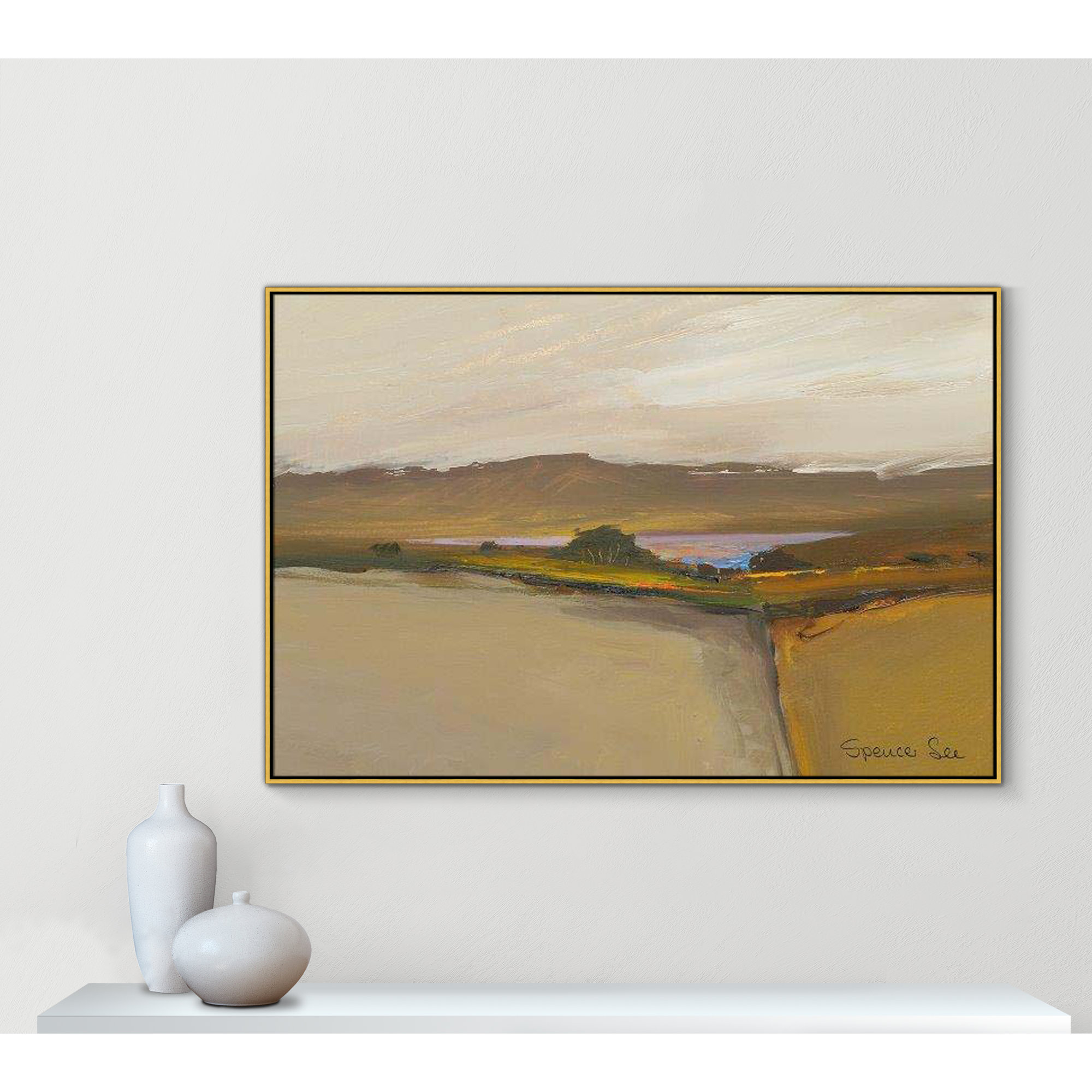 Heaven And Earth IV by Spencer Lee, 41.5'' H x 61.5'' W x 2'' D, Gold Framed