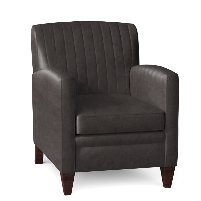 Barnabus Leather Club Chair, Outsider Raven Genuine Leather, Mahogany
