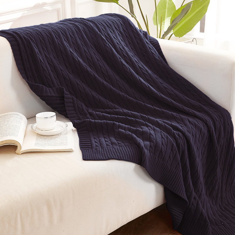 Jeté tricoté, jeté 100% pur coton, lavable à la machine, confortable - NTBAY, Mauve aubergine, L 67 po x l 51 po