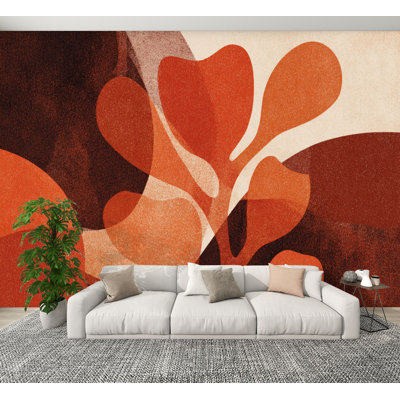 Papier peint adhésif pelez et collez, composition de pétales de terre cuite surréelle moderne, H 69 po x l 96 po, papier mural amovible en PVC autocollant pour chambre de bébé