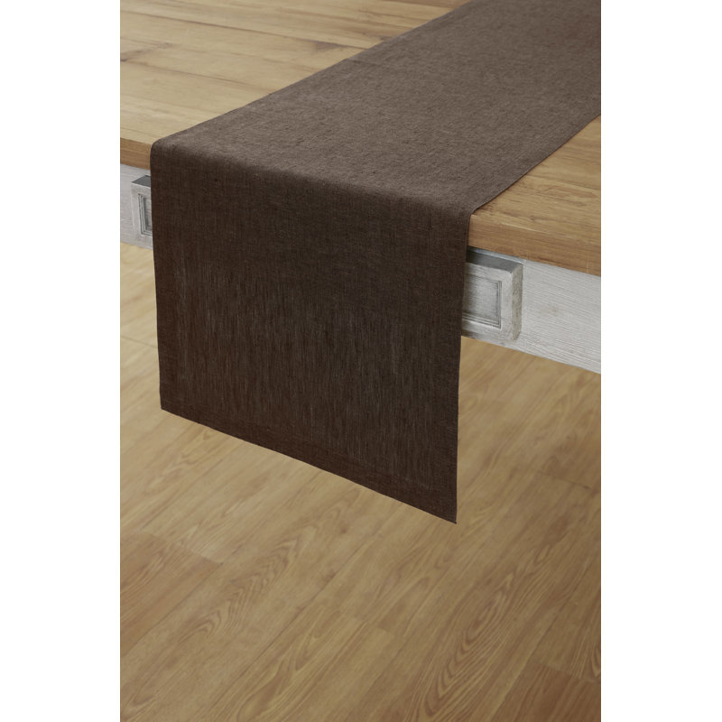 100% Pure Linen Table Runner - Athena, 72" x 14", Chambray Brown