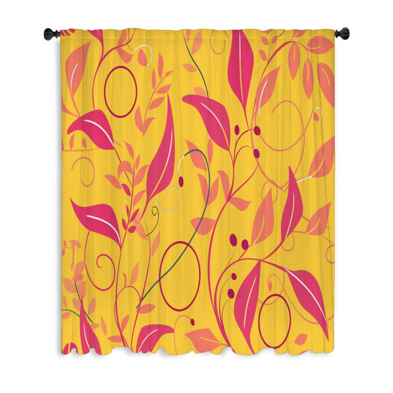 Rideaux de fenêtre Botanical Art, Illustration Blockout & voilages - 1 panneau-12269-sheer-12269, L 53 po x L 99 po