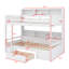 Structure de lit en bois massif pour la chambre à coucher, avec tablettes intégrées à côté du lit supérieur et inférieur et du tiroir de rangement-213108123