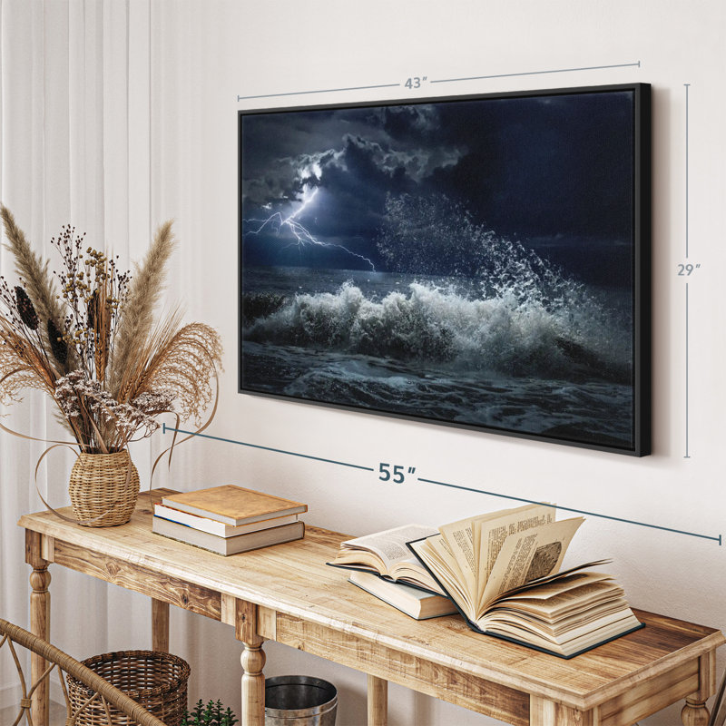 Plage «Seascape Lightning Storm Wall Art», H 29 po x l 43 po