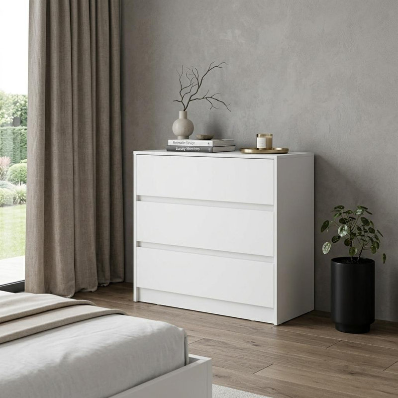 Commode à trois tiroirs Guillermina, Blanc