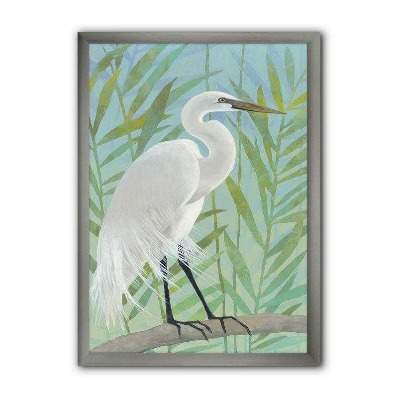 «Heron by the Shore I», reproduction d'art sur toile, H 20 po x l 12 po x P 1po, Cadre argenté