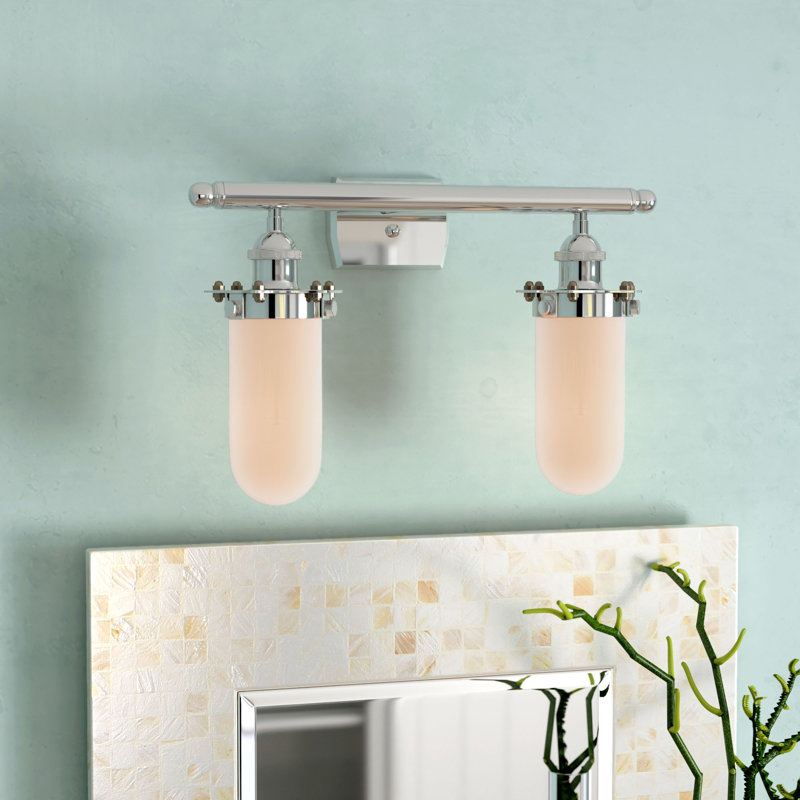 Éclairage pour meuble-lavabo à intensité variable Calixta, Chrome poli, Blanc