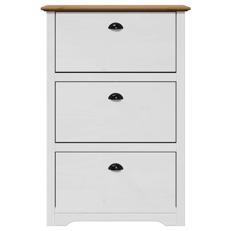 12 Pair Shoe Rack, White/Brown